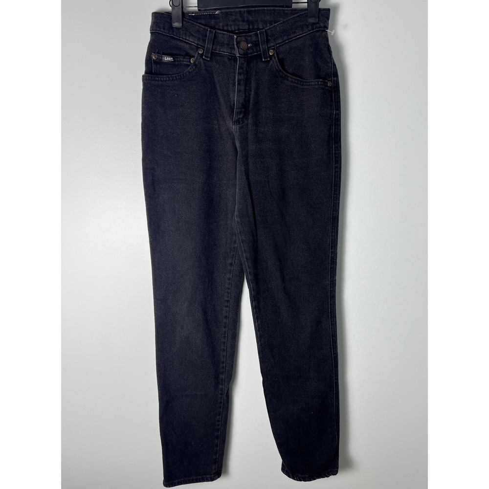 Lee Original Jeans Wm 4M Black High Rise Tapered Leg Denim Vintage Style 90s - Picture 3 of 8